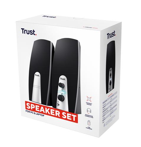 Trust 24660 speaker set 5 W PC/Laptop Black, Metallic 2.0 channels 8713439246605 datoru skaļruņi