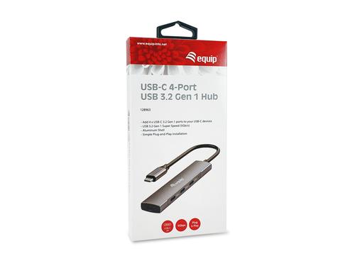 Equip USB-Hub 4-Port 3.2/C->4x3.0      ohne Netzteil grau USB centrmezgli