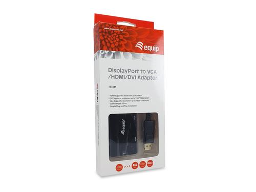 Equip Displayport->HDMI/VGA/DVI Adapter St/Bu        schwarz adapteris