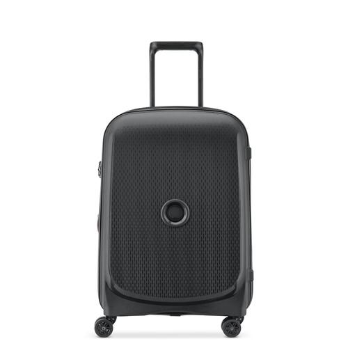 DELSEY SUITCASE BELMONT PLUS 55CM SLIM 4 DOUBLE WHEELS CABIN TROLLEY CASE BLACK