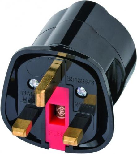 Brennenstuhl Travel Adapter earthed/GB power plug adapter Type G (UK) Type F Black 4007123189717 elektrības pagarinātājs