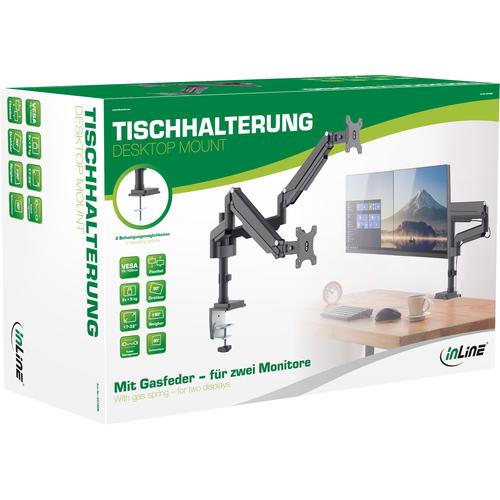 InLine - Tischhalterung für 2 LCD-Displays - Aluminium - Schwarz - Bildschirmgröße: 43,2-81,3 cm (17-32) (23160B) 4043718293094