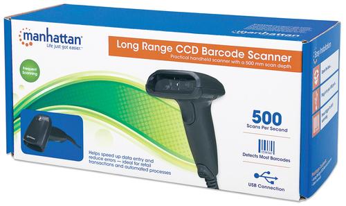 Manhattan Long Range CCD Barcode Scanner USB 500 mm Scan Depth svītru koda lasītājs