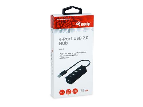 Equip USB-Hub 4-Port 2.0  ->4x2.0      ohne Netzteil schwarz USB centrmezgli