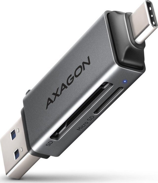 AXAGON CRE-DAC External USB 3.2 Gen1 Type-C+Type-A 2-slot SD/microSD USB Flash atmiņa