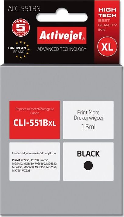 Activejet ACC-551BN ink (replacement for Canon CLI-551Bk; Supreme; 15 ml; black)