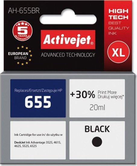 ActiveJet AH-655BR kārtridži Black for drukarki HP (zamiennik HP 655 CZ109AE) Premium toneris