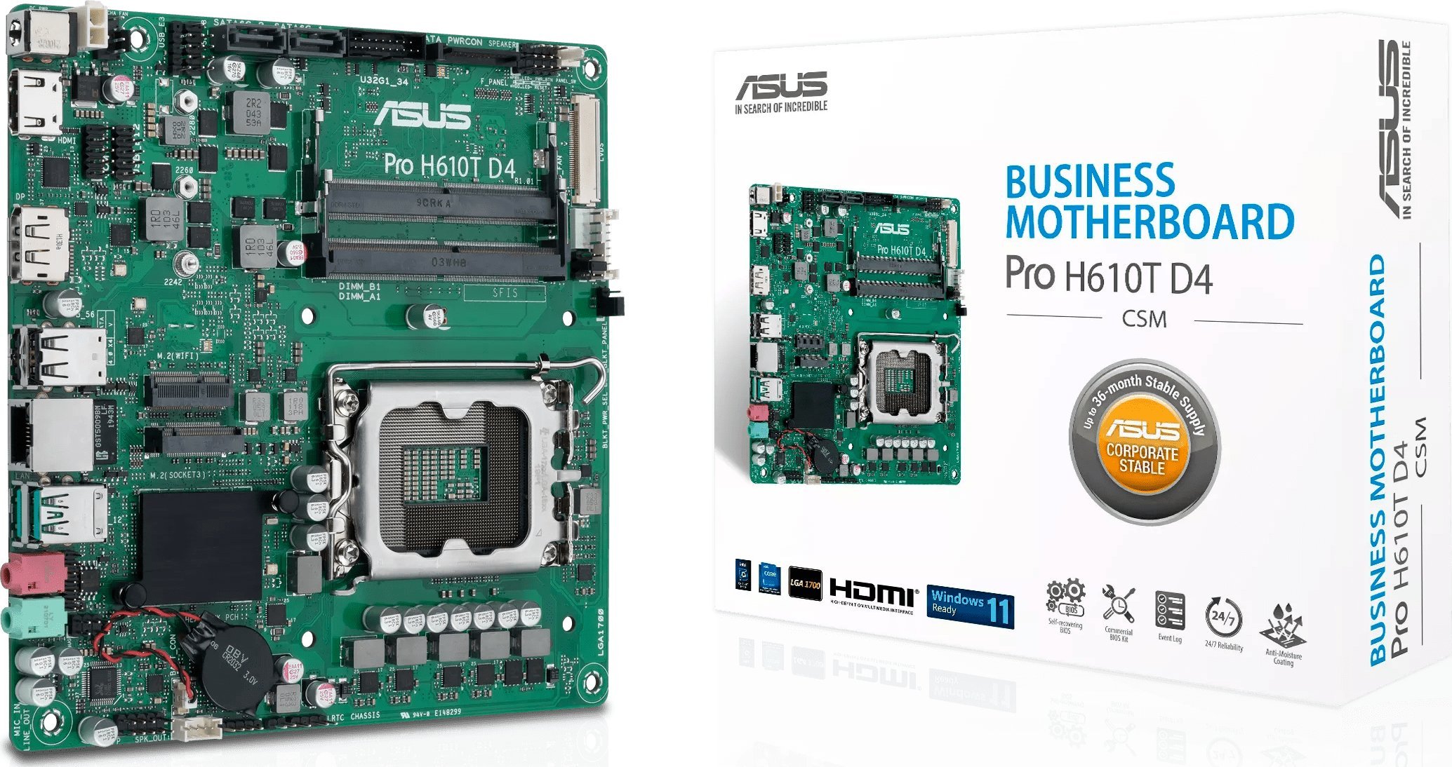 ASUS PRO H610T D4-CSM LGA1700 DDR4 MB pamatplate, mātesplate