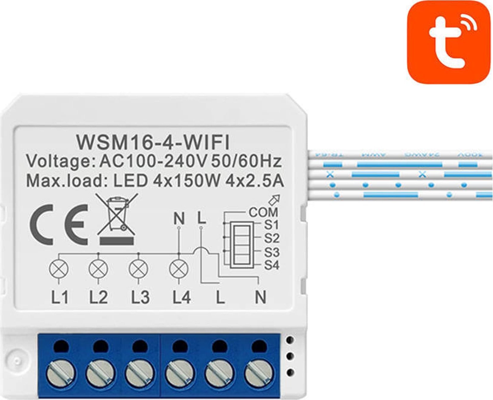 Smart Switch Module WiFi Avatto WSM16-W4 TUYA