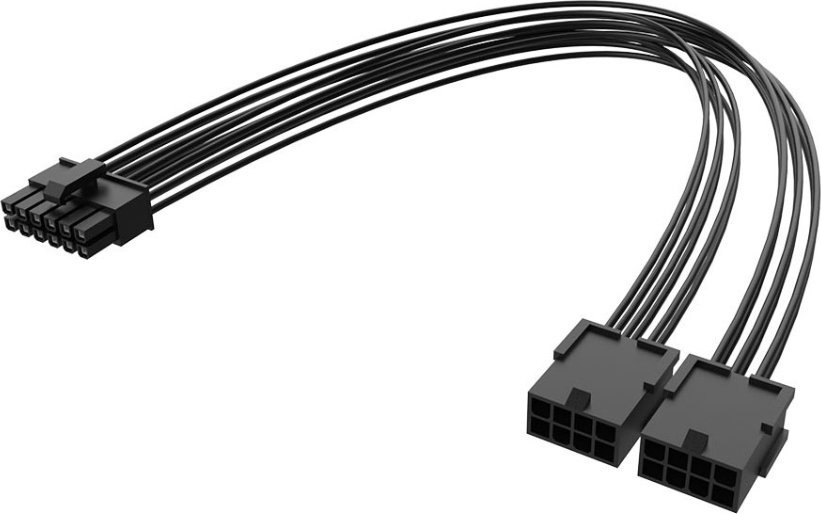 Akasa PCIe 12-pin - PCIe 8-pin x2, 0.3m, Czarny (AK-CBPW27-30BK) AK-CBPW27-30BK (4710679551968) kabelis datoram