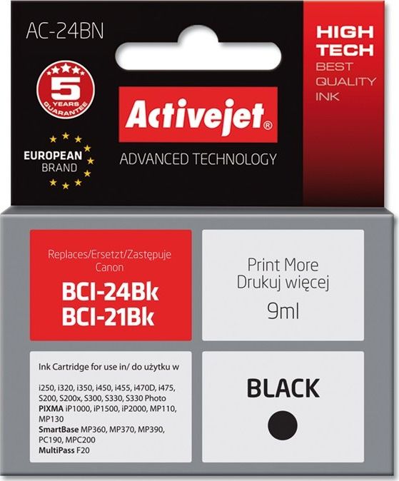 Activejet ink for Canon BCI-24Bk kārtridžs