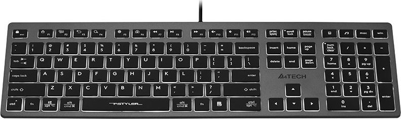 A4Tech FSTYLER FX60H (White Backlit) keyboard USB QWERTY Black, Grey klaviatūra