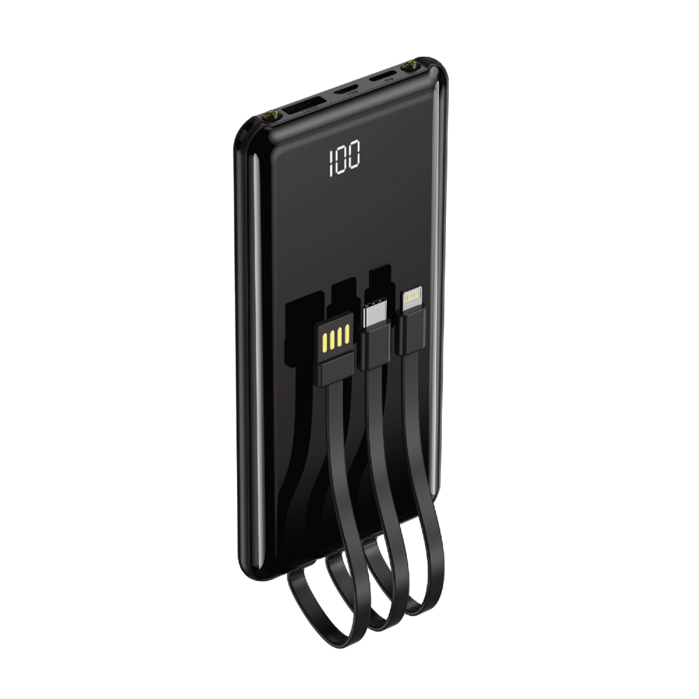 Setty power bank 10000 mAh with cables PB-WK-101 black Powerbank, mobilā uzlādes iekārta