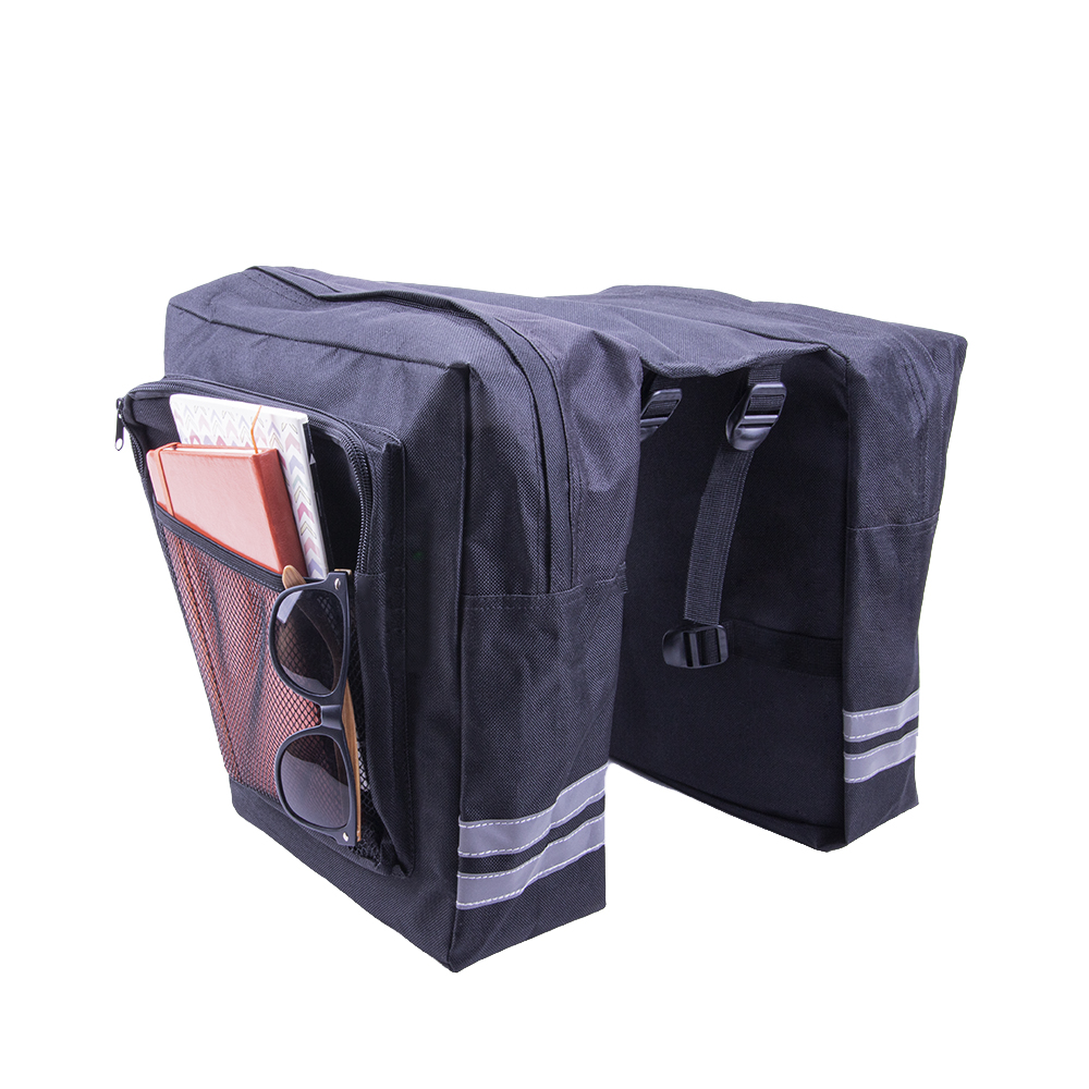 Double bike pannier for the carrier Forever Outdoo black Mobilo telefonu turētāji