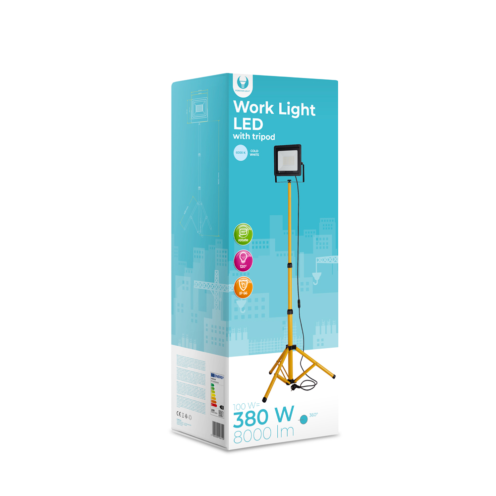 Worklight LED 1x100W 6000K with tripod Forever Light apgaismes ķermenis