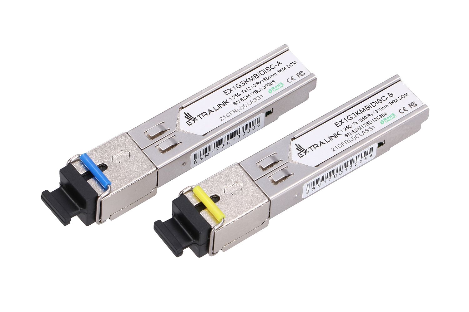 Extralink SFP 1.25G | SFP WDM Module | 1,25Gbps, 1310/1550nm, single mode, 3km, SC, DOM, pair datortīklu aksesuārs