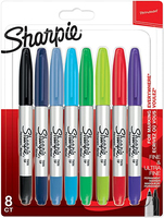 1x8 Sharpie Twin Tip Permanent- marker UF + F 8 colours