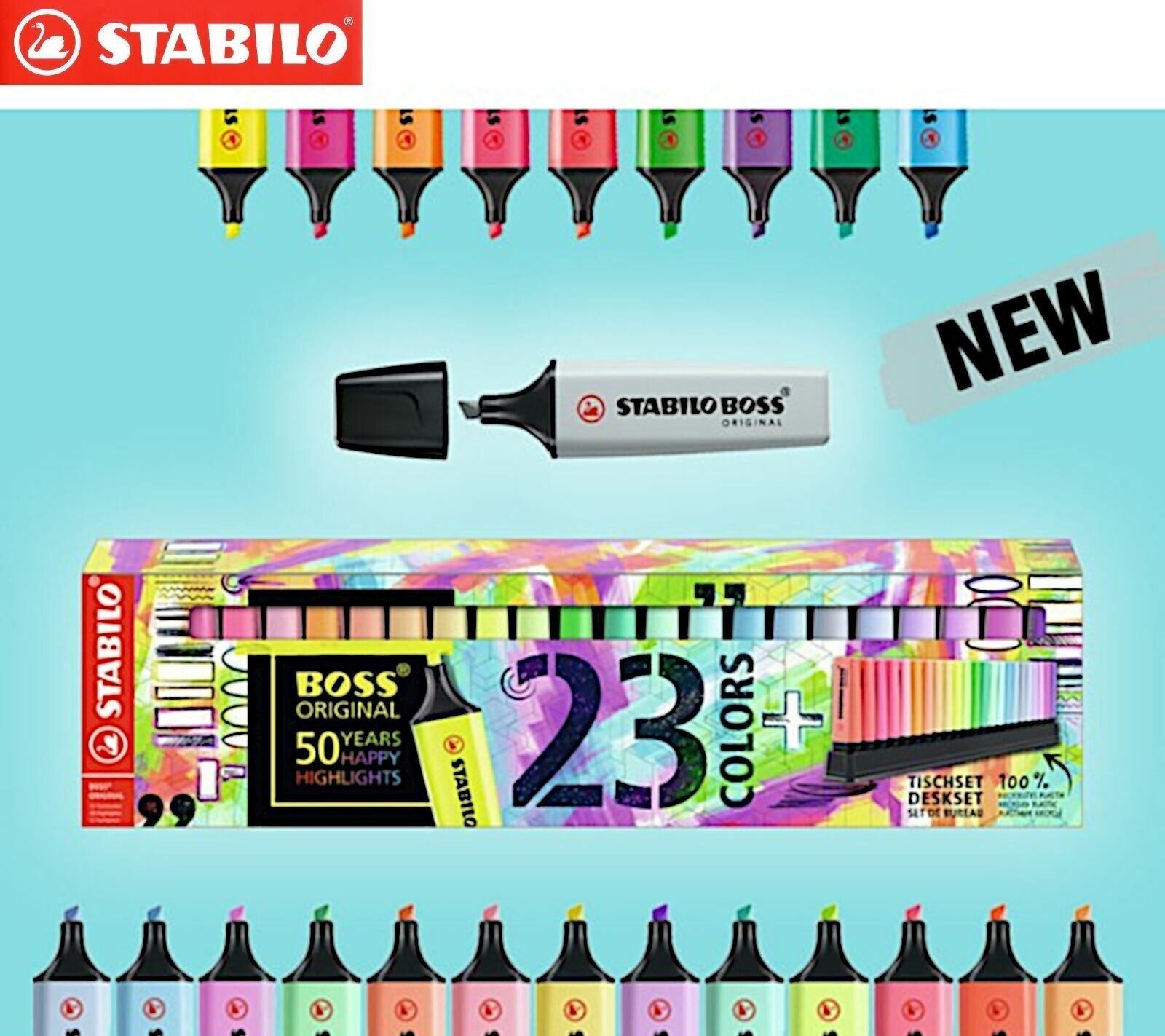 Limited Edition Stabilo Boss Original Highlighters 23 Colours Deskset Stationery