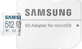 Samsung microSD Card EVO PLUS 512 GB, MicroSDXC, Flash memory class 10, SD adapter atmiņas karte