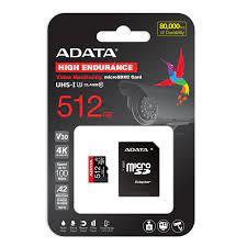 ADATA High Endurance MicroSDXC 512 GB Class 10 UHS-I/U3 A2 V30 (AUSDX512GUI3V30SHA2-RA1) USB Flash atmiņa