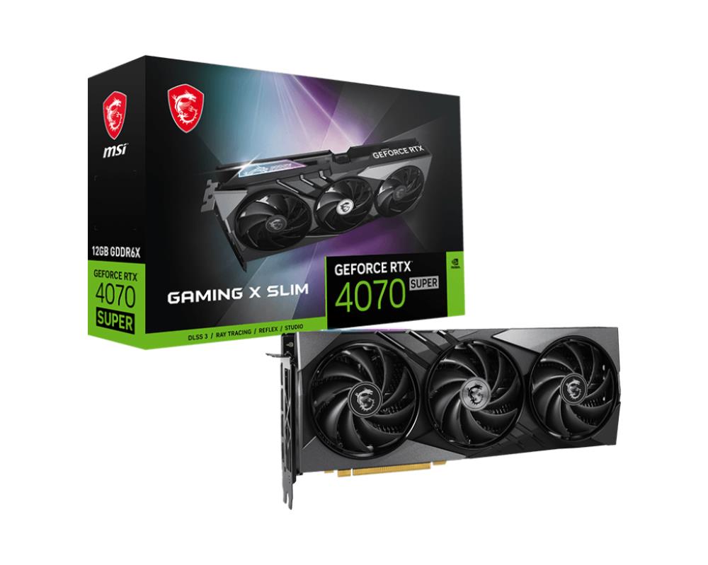 Graphics Card|MSI|NVIDIA GeForce RTX 4070 SUPER|12 GB|GDDR6X|192 bit|1xHDMI|3xDisplayPort|RTX4070SUPGAMXSLIM12G RTX4070SUPGAMXSLIM12G (47113 video karte