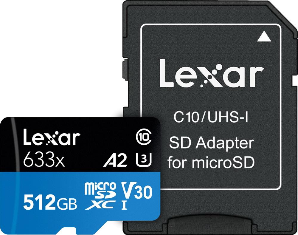 Lexar microSDXC Card 512GB UHS-I High-Performance 633x U3 100MB/s atmiņas karte