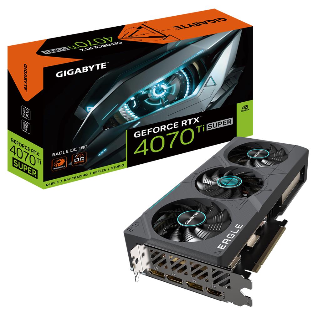 Graphics Card|GIGABYTE|NVIDIA GeForce RTX 4070 Ti SUPER|16 GB|GDDR6X|256 bit|PCIE 4.0 16x|GPU 2640 MHz|1xHDMI|3xDisplayPort|N407TSEAGLEOC-16 video karte