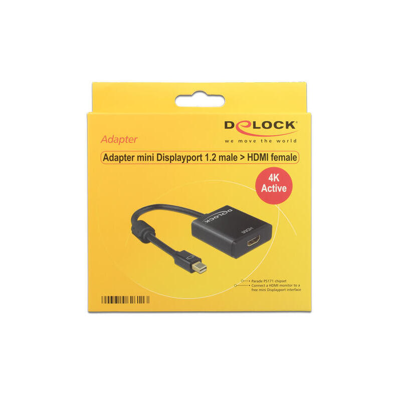 Delock Adapter mini Displayport 1.2 male > HDMI female 4K Active black karte