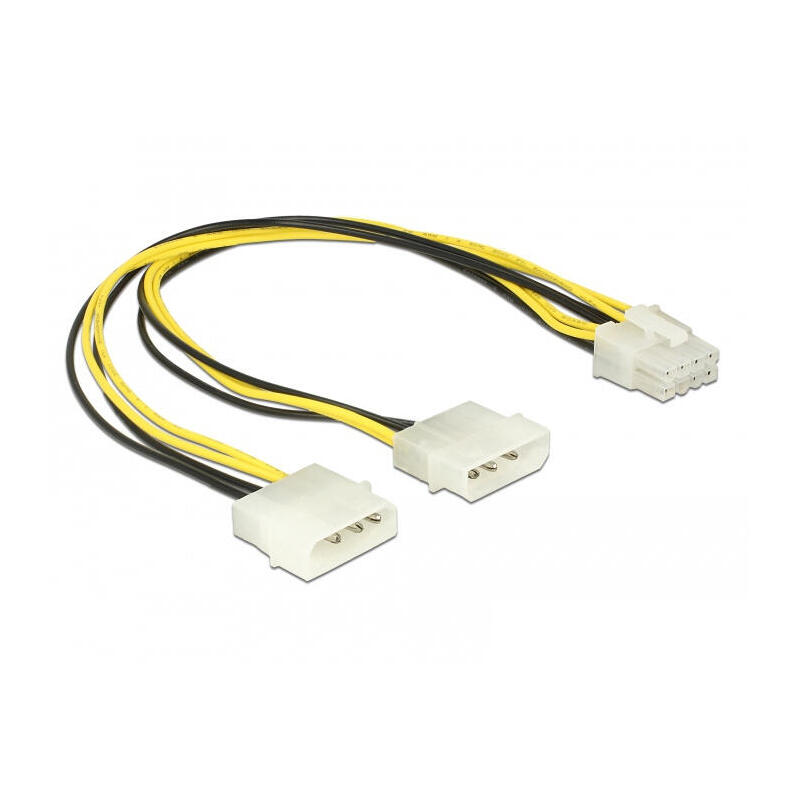 Delock Molex x2 - ATX/EPS 8-pin, 0.3m, Yellow (85453) kabelis datoram