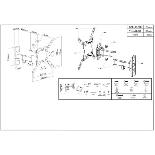 Manhattan Wandhalterung Universal 13"-42"/20kg neig&schw. TV stiprinājums