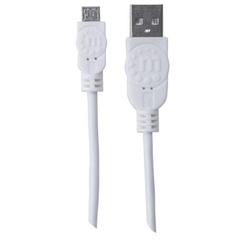 Manhattan USB 2.0 Anschluskabel 1,8m A-St/Micro-B-St. weis USB kabelis