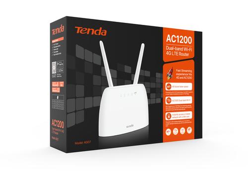 Tenda 4G07 wireless router Gigabit Ethernet Dual-band (2.4 GHz / 5 GHz) 4G White Rūteris