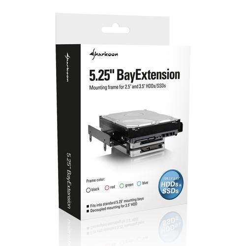 Sharkoon BayExtension black - adapter 5.25 to 4x2.5 / 2x2.5+1x3.5 piederumi cietajiem diskiem HDD