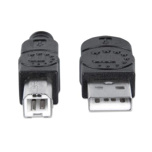 USB Cabel Manhattan A -> B St/St  5.00m black USB kabelis