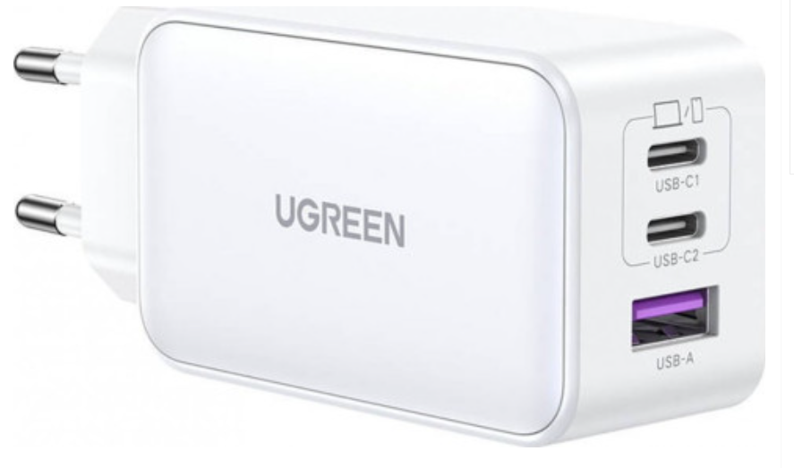 Ugreen 15334 Nexode Tīkla Lādētājs USB-A / 2x USB-C / 65W 15334 (6941876213344) iekārtas lādētājs