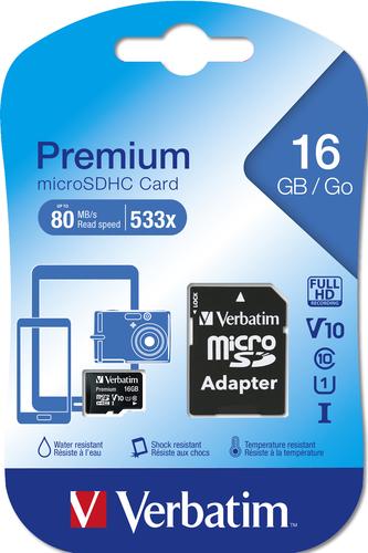 Verbatim Micro SDHC 16GB Class10  UHS-I + Adapter atmiņas karte