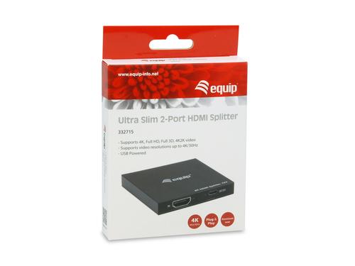 Equip HDMI Splitter 1.4 2 Port Ultra Slim 4K/30Hz schwarz EndlessOS dock stacijas HDD adapteri