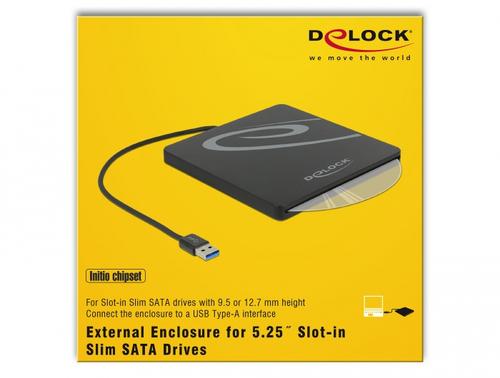 DELOCK externes Gehause 5.25" Slot-In Slim SATA 9,5/12,7mm cietā diska korpuss