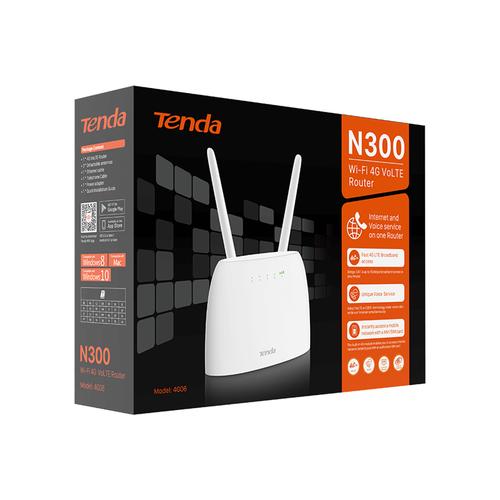 Tenda N300 wireless router Fast Ethernet Single-band (2.4 GHz) 3G 4G White Rūteris