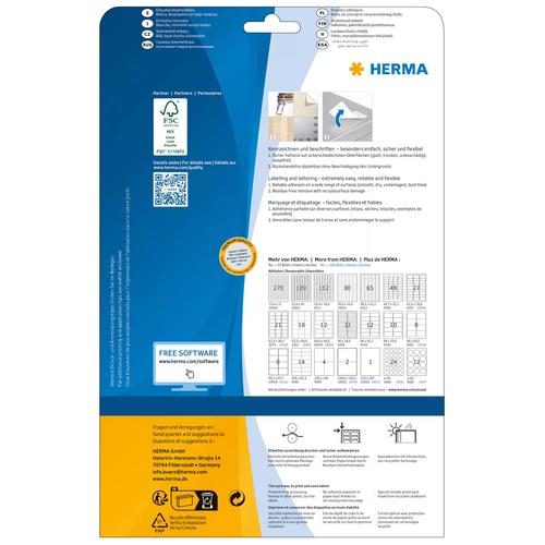 Herma Etykiety odklejalne 4358 Movables, owalne, 63.5 x 42.3 mm, biale, papier matowy, 450 szt (4358) papīrs
