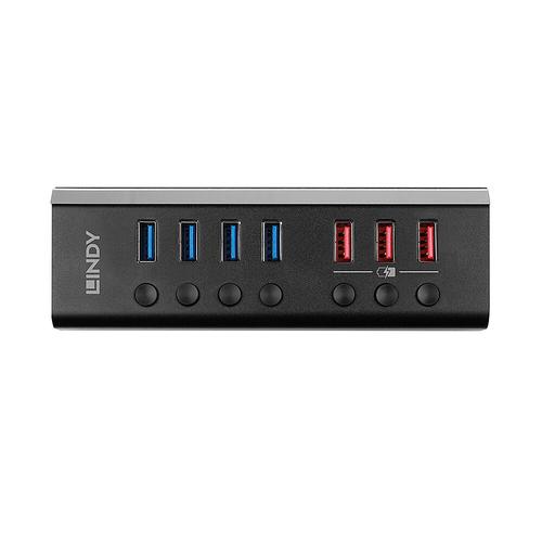 Lindy 4 Port USB 3.0 Hub with 3 Quick Charge 3.0 Ports 4002888433716 43371 (4002888433716) USB centrmezgli