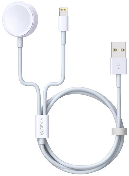 Devia cable 2in1 Smart EA199 USB - Lightning white with inductive charger for Apple Watch iekārtas lādētājs