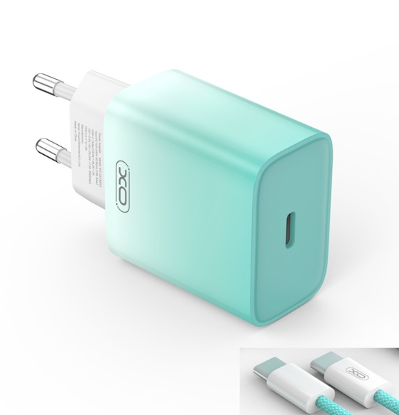 XO CE18 PD Tīkla Lādētājs 30W ar USB-C - USB-C Vads 1m CE18-GE (6920680851744) iekārtas lādētājs