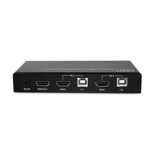 LINDY 2 Port KVM Switch HDMI 4K60, USB 2.0 & Audio KVM komutators