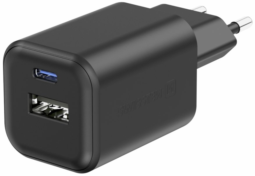 Swissten Travel Tīkla Lādētājs GaN USB-C / PD USB-A / 18W QC / 45W 22071310 (8595217484511) iekārtas lādētājs