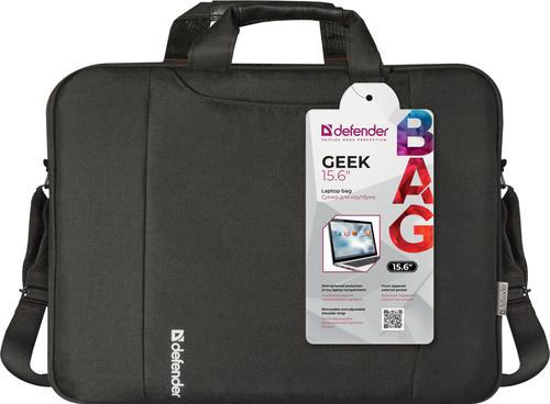 Defender Geek notebook case 39.6 cm (15.6") Briefcase Black portatīvo datoru soma, apvalks