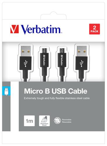 Verbatim Micro USB Cable Sync & Charge 100cm black kabelis, vads