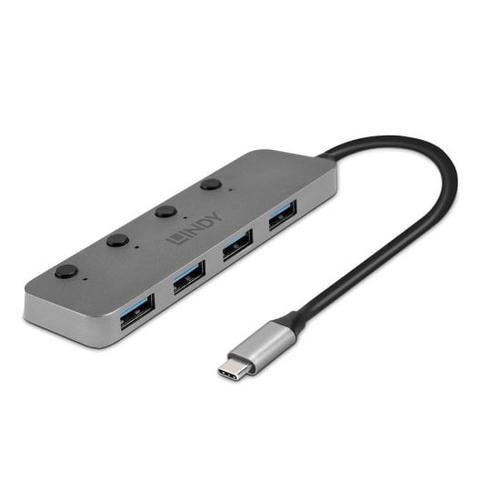 Lindy 4 Port USB 3.2 Type C Hub with On/Off Switches 4002888433839 43383 (4002888433839) USB centrmezgli