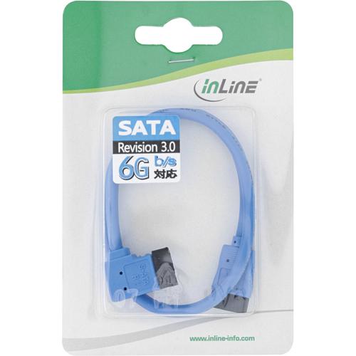  InLine Kabel SATA 6Gb/s okragly, oplywowy, prawy katowy 90 , z zatrzaskami, Cyan 0.5m (27705R) kabelis datoram