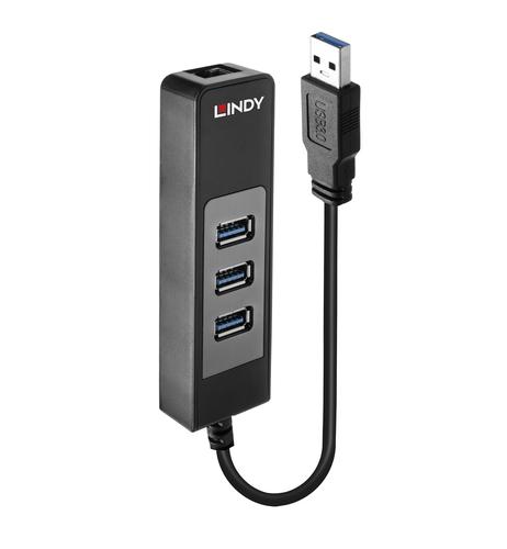 Lindy USB 3.0 Hub and Gigabit Ethernet Converter 4002888431767 43176 (4002888431767) USB centrmezgli